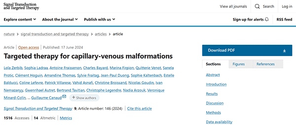 Targeted therapy for capillary-venous malformations